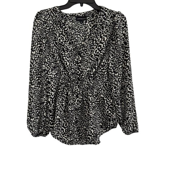 Fortune+Ivy Women Leopard Print Long Sleeve Button-Up Blouse Size S - Picture 1 of 8